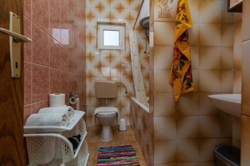 La petite salle de bains est pourvue de toilettes et d'un lavabo. dans l'établissement Apartments with a parking space Dugi Rat, Omis - 11483, à Dugi Rat