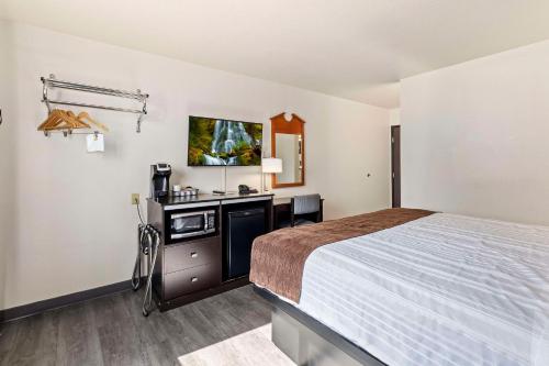 ツインフォールズにあるSureStay Hotel by Best Western Twin Fallsのベッドとテレビがあるホテルの部屋