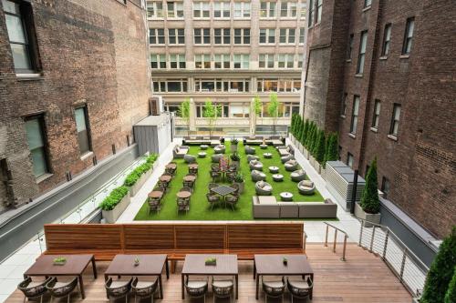 an overhead view of a courtyard in a building at Embassy Suites By Hilton New York Manhattan Times Square in New York