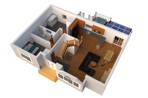 a rendering of a house with a floor plan at Luxury getaway in woods, Jacuzzi, Hot Tub, Pool in Bushkill
