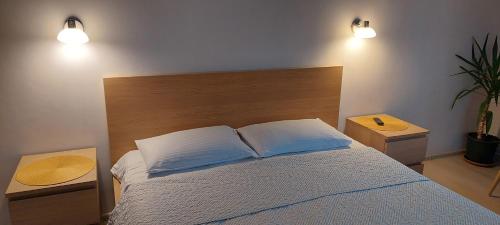 Katil atau katil-katil dalam bilik di Apartamentai šalia baseino