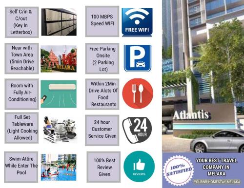 a collage of different signs on a city street at Atlantis Residence Melaka by YouBNB Homestay in Melaka