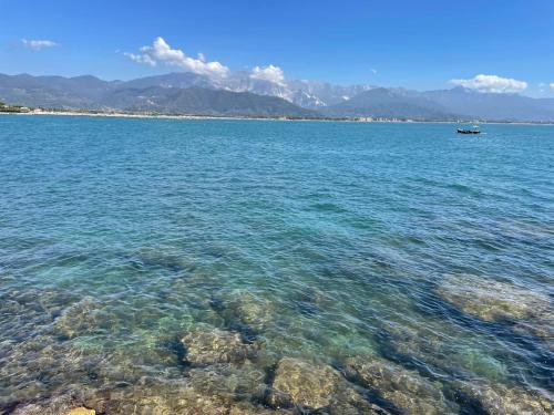a large body of water with a boat in it at La Gio del Fosso in Ameglia