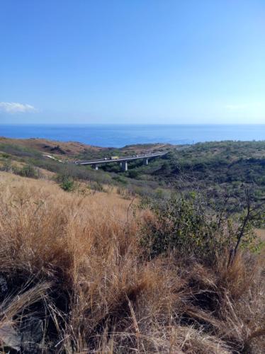 a view of the ocean from the top of a hill at Chambre chez Jo in Saint-Paul