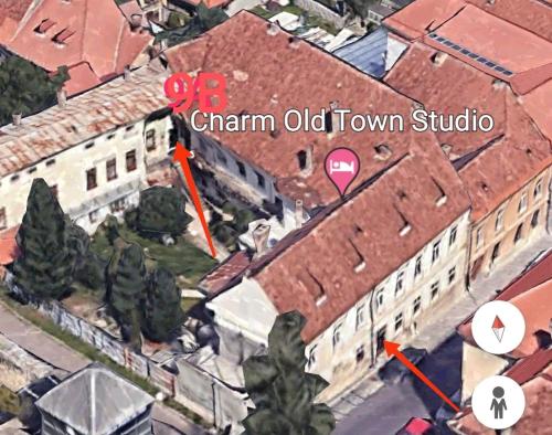 a map of an old town with a building at Charm Old Town Studio in Braşov