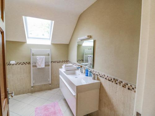 a bathroom with a sink and a mirror at Ocean View in Adrigole