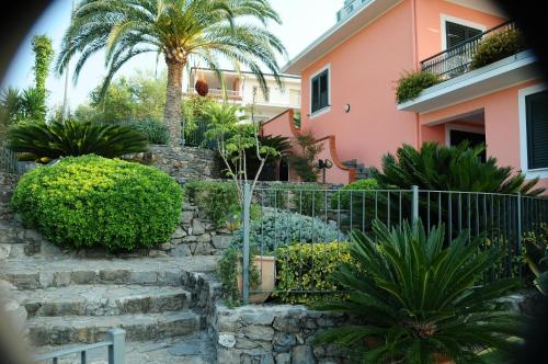 una casa con una palma e scale di fronte di La Cycas a Villammare