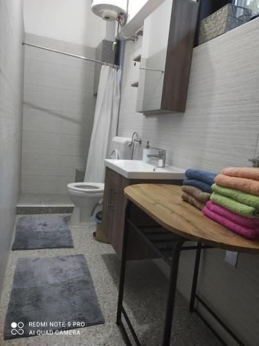 łazienka z umywalką i toaletą w obiekcie Issy Apartment w Sarajewie