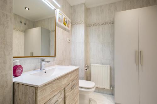 a bathroom with a sink and a toilet at Volantin Apartment in Bilbao