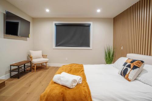 Ένα ή περισσότερα κρεβάτια σε δωμάτιο στο Serene 1 bed guest house with patio sleeps 6