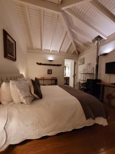 a bedroom with a large white bed in a room at Pousada Boutique Itaipava in Itaipava