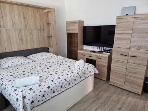 Postel nebo postele na pokoji v ubytování Garsoniera DUKLA 289