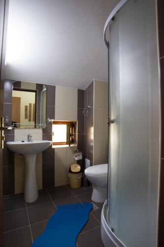 a bathroom with a sink and a toilet at Vila Maia in Corbu