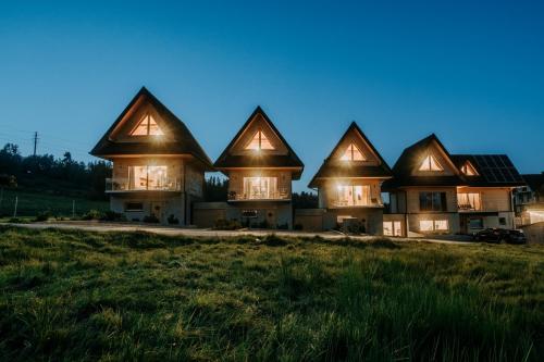 duży dom z oświetleniem na polu w obiekcie Mleko domki w mieście Białka Tatrzanska