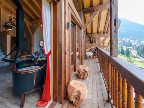 two dogs laying on the floor of a building at Chalet La Voraz in Châtel