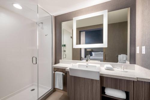 a bathroom with a sink and a shower at SpringHill Suites Denver Parker in Parker