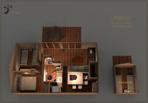 a model of a small apartment at Urzeka in Drzewce