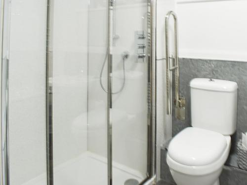 een badkamer met een douche en een toilet bij The Harwell in Assington