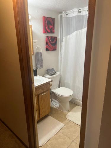a bathroom with a toilet and a sink at Anthony's Home in Spokane