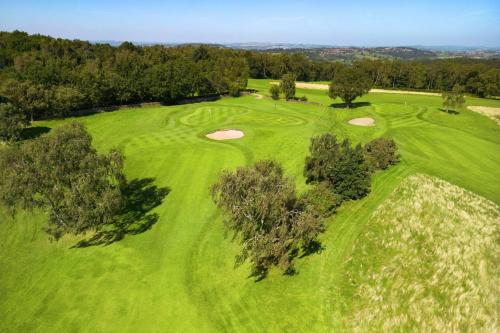 an overhead view of a green golf course at Delta Hotels by Marriott Breadsall Priory Country Club in Derby