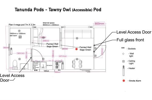 a schematic diagram of a laboratory with the parameters at Tawny Owl Pod with Hot Tub in Oban