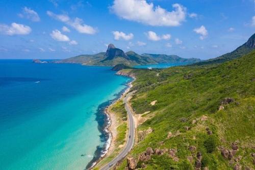 an aerial view of a beach and the ocean at Hotel Hương Đào in Con Dao