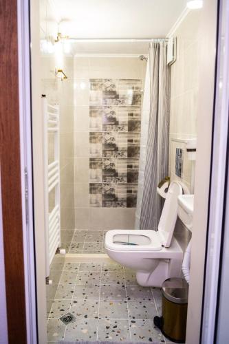 a bathroom with a toilet and a sink at Къща ЕТНО in Koprivshtitsa