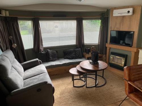 TV a/nebo společenská místnost v ubytování Camping de Pallegarste - Gerestylde stacaravan