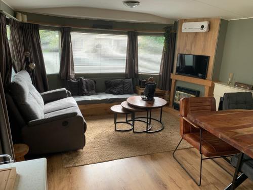 TV a/nebo společenská místnost v ubytování Camping de Pallegarste - Gerestylde stacaravan