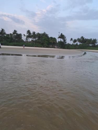 a body of water next to a beach with trees at C Pearl in Majorda