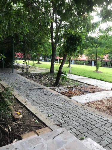 a stone walkway in a park with trees at Sripiamsuk Resort Bangkok in Pathum Thani