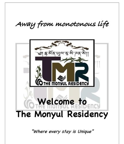達旺鎮的住宿－The Monyul Residency，表示欢迎猴子避难所的标志