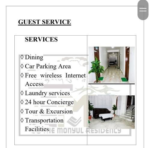 a screenshot of the guest service page of a house at The Monyul Residency in Tawang