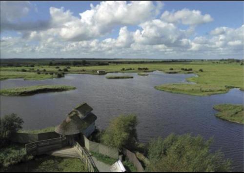 an aerial view of two lakes in a field at Domaine du D-DAY in Saint-Côme-du-Mont