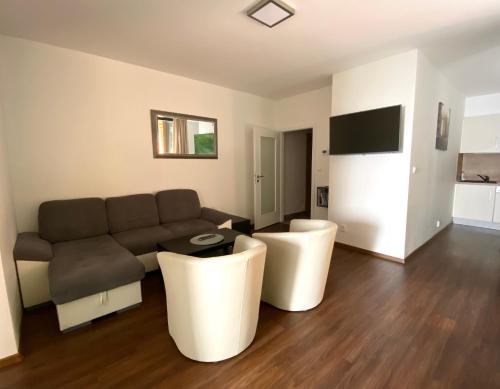 Televisyen dan/atau pusat hiburan di Útulný apartmán u Mumlavských vodopádů