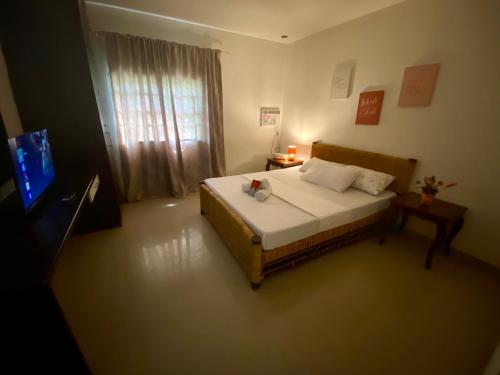 a bedroom with a bed and a television in it at Hiraya Bed and Breakfast in Roxas City