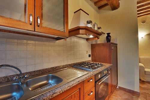 a kitchen with a sink and a stove top oven at Collepetrucci in Ciciano