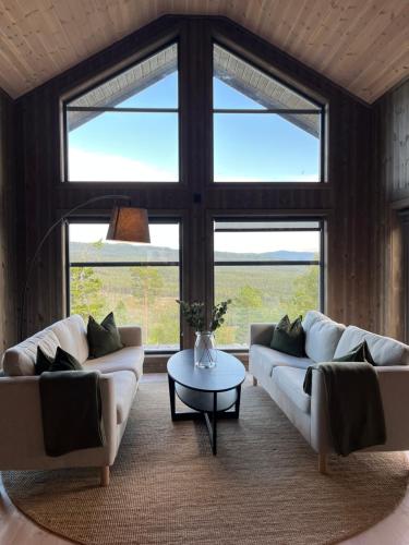 Posezení v ubytování Polaren by Norgesbooking - cabin with amazing view