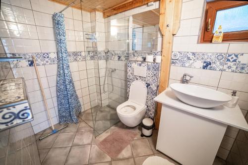 La salle de bains est pourvue de toilettes et d'un lavabo. dans l'établissement Vinný sklep Kovárna - Nad Presovnou, à Rohatec