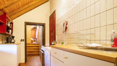 a kitchen with a sink and a counter top at Das Schneiderhaus in Höchenschwand