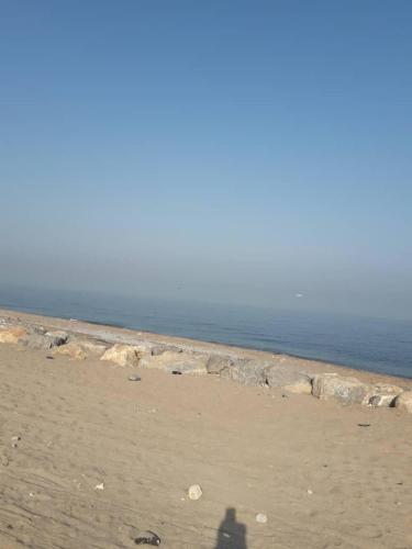 ein Schatten einer Person, die am Strand steht in der Unterkunft au bord de la mer in Alger