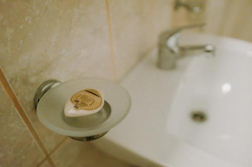 a bathroom with a toilet and a sink at Hotel Casa Pelerinul in Durau