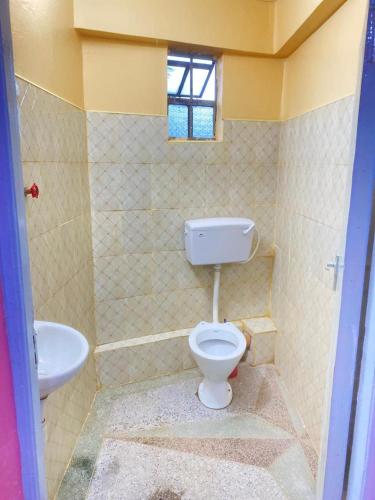 a bathroom with a toilet and a sink at Studio Bnb Thika Town in Thika