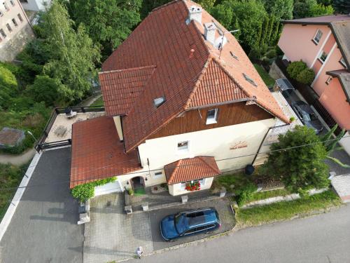 an overhead view of a house with a roof at Pension Vila Hana in Loket