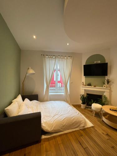 Posteľ alebo postele v izbe v ubytovaní Appartement cosy NANCY