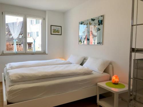 Postel nebo postele na pokoji v ubytování Ferienwohnung Central 1st floor - hochwertige Wohnung mit Balkon und Aufzug