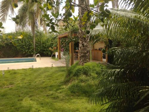 ein Haus mit einer Palme im Hof in der Unterkunft house1 in Saly Portudal