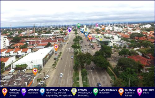 an aerial view of a city with a street at Nueva Propiedad-Hermoso Duplex Disponible in Santa Cruz de la Sierra