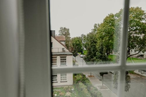 a view from a window of a building at Old brick boutique apartments in Klaipėda
