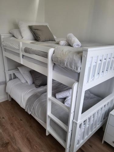 kilka łóżek piętrowych w pokoju w obiekcie The Sydenham Snug w mieście Forest Hill